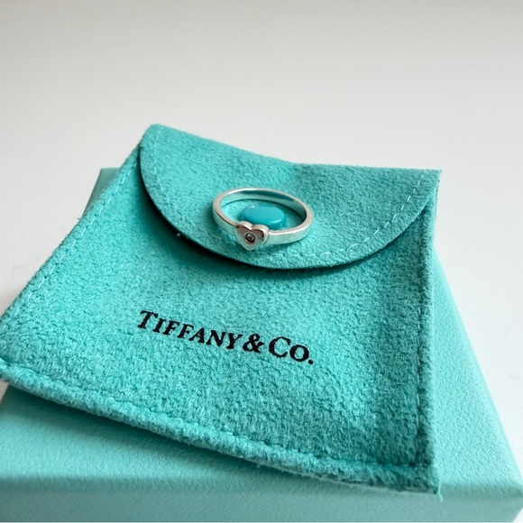Tiffany & Co. Elsa Peretti Heart with Diamond Silver Ring Size 5.5 - Picture 2 of 9